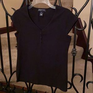 Jones New York Black cap sleeve cotton knit top